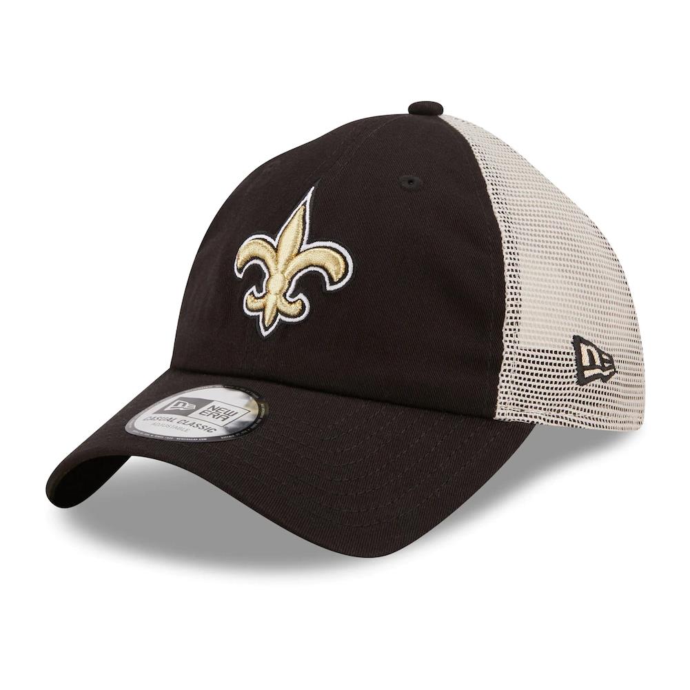 New Era NFL Men's New Orleans Saints Flag 9TWENTY Adjustable Trucker Hat Black/Khaki One Size