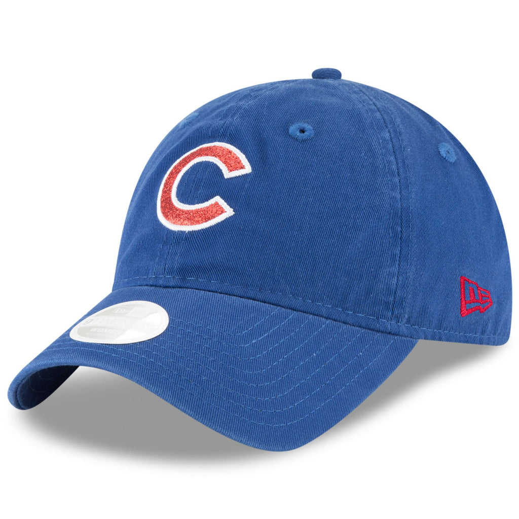 New Era MLB Women's Chicago Cubs Team Glisten 9TWENTY Adjustable Hat Blue OSFA