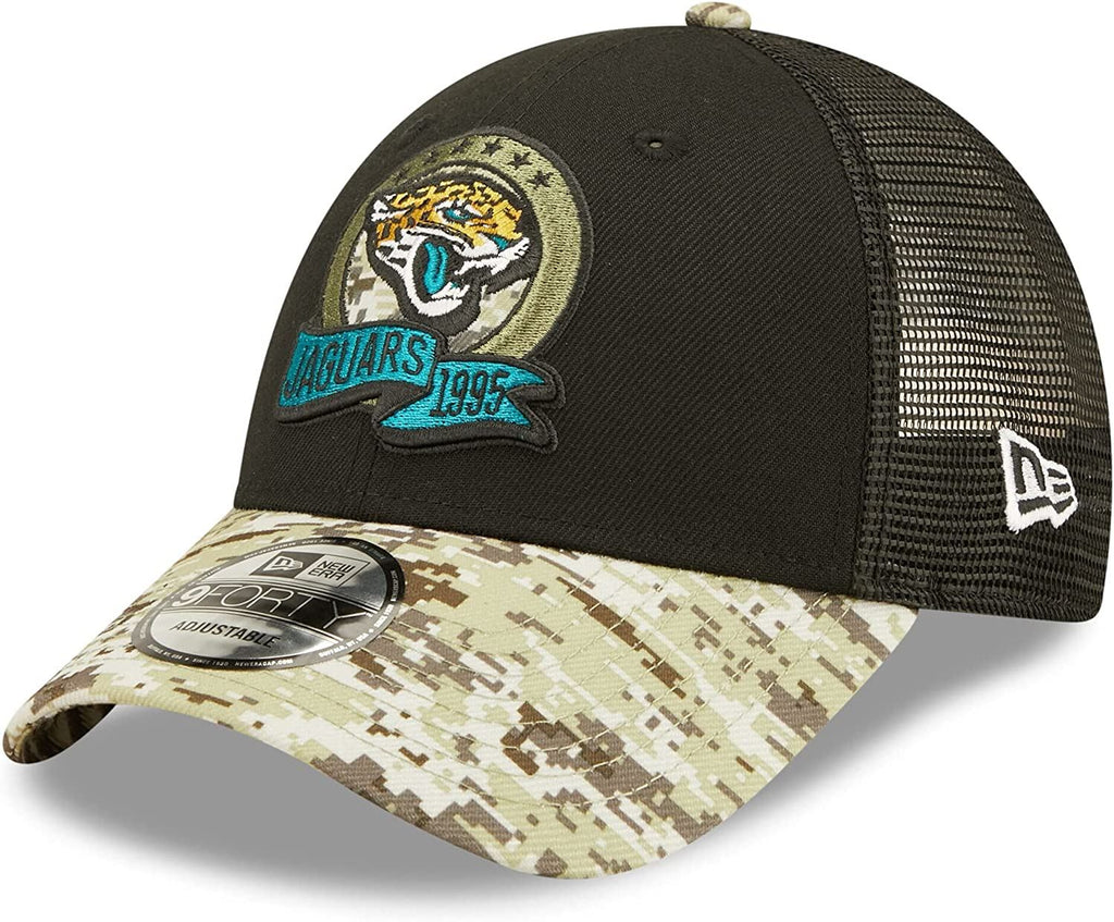 New Era NFL Men's Jacksonville Jaguars 2022 Salute To Service 9Forty Snapback Adjustable Hat Black/Digital Camo