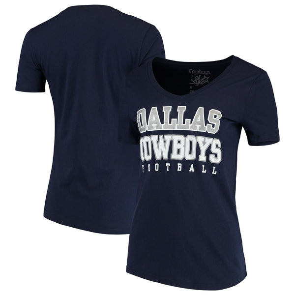 Girls Youth Pink Dallas Cowboys Practice Glitter V-Neck T-Shirt