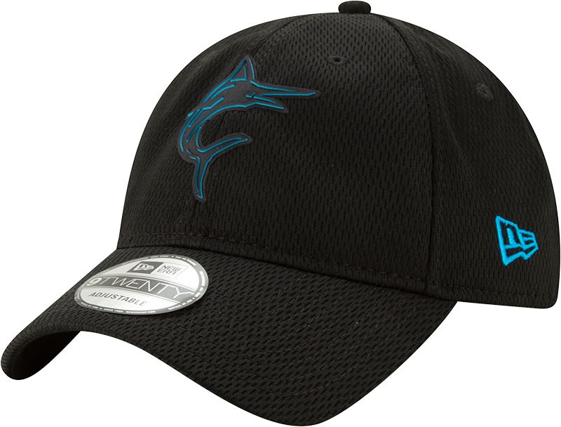 New Era MLB Men's Miami Marlins Clubhouse Collection 9TWENTY Adjustable Hat Black OSFA