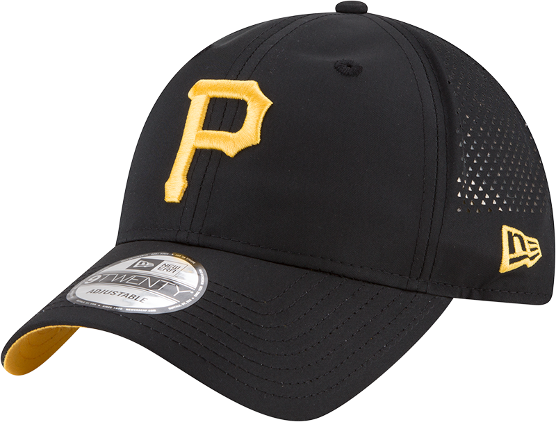 New Era MLB Men's Pittsburgh Pirates Perforated Slick 9TWENTY Adjustable Hat Black OSFA