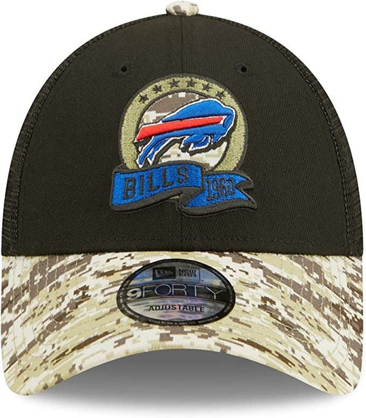 Youth New Era Black/Camo Buffalo Bills 2022 Salute To Service 9FORTY  Snapback Trucker Hat