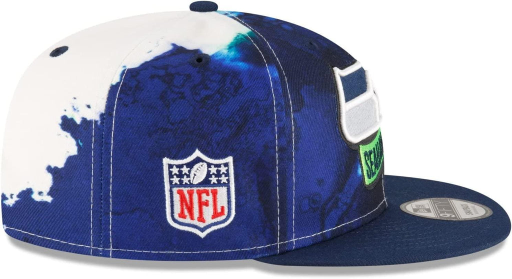 New Era NFL Men's Seattle Seahawks 2022 Sideline 9FIFTY Ink Dye Snapback Hat Navy OSFM