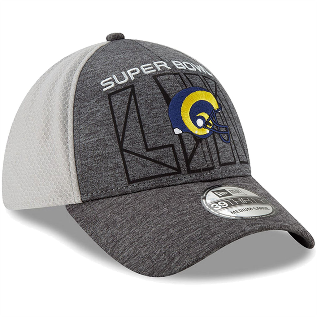 New Era NFL Men’s Los Angeles Rams Super Bowl LIII Bound 39THIRTY Flex Fit Heather Charcoal/Grey One Size