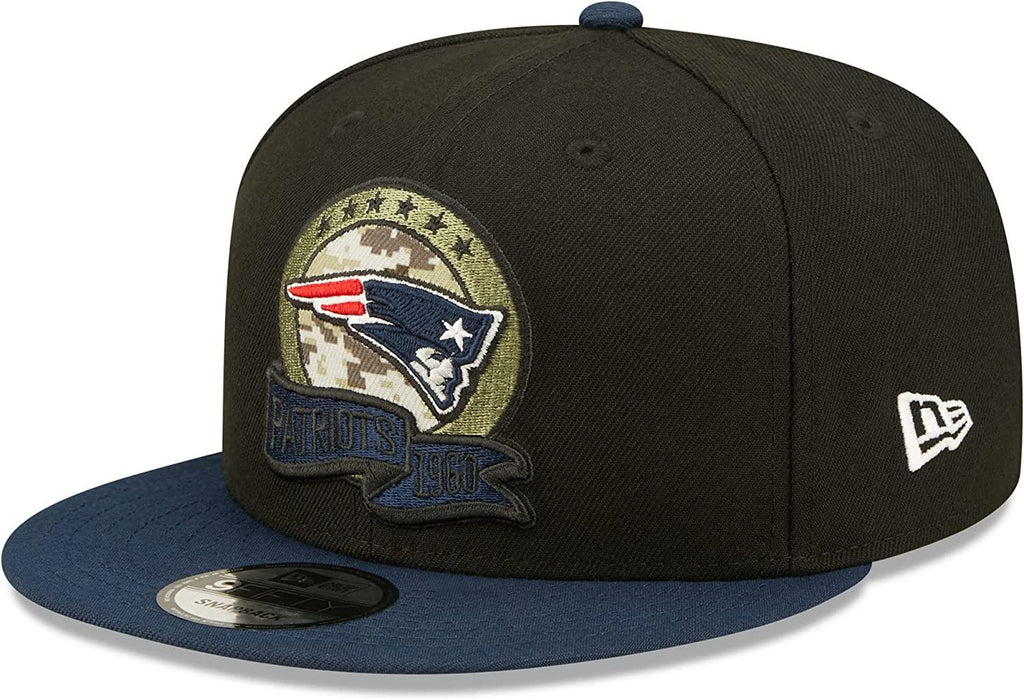New Era NFL Men's New England Patriots 2022 Salute To Service 9FIFTY Snapback Hat Black/Navy OSFA