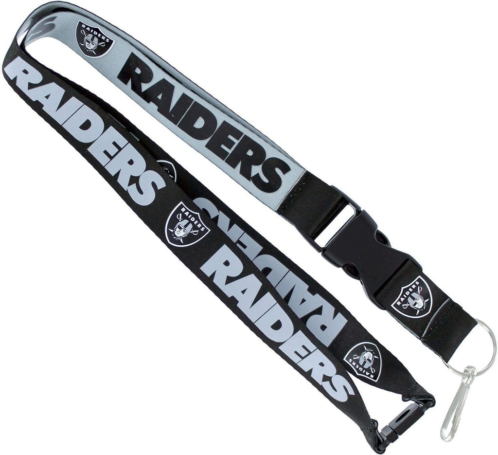 Aminco NFL Las Vegas Raiders Reversible Lanyard Keychain Badge Holder With Safety Clip