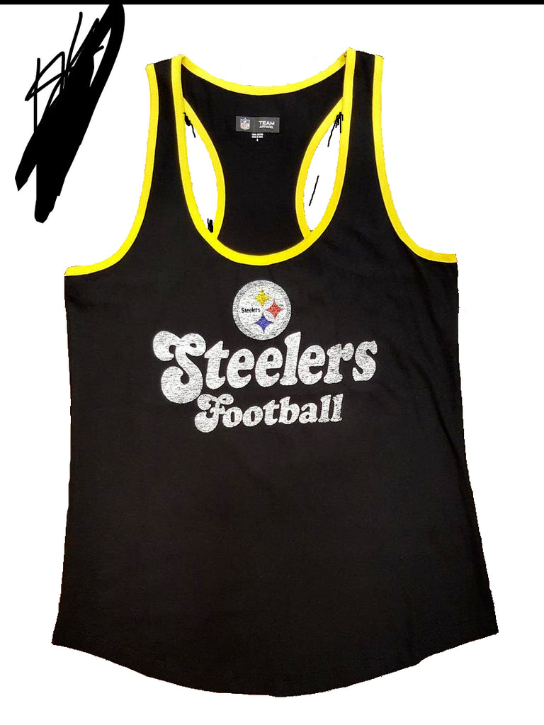 5th & Ocean By New Era NFL Women's Pittsburgh Steelers Distressed Racerback Tank Top