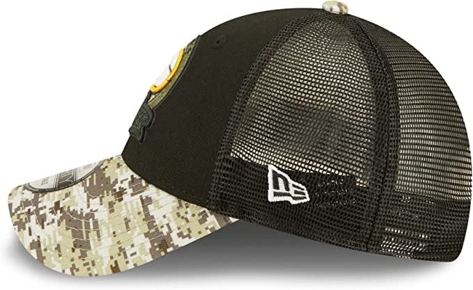 New Era NFL Men's Green Bay Packers 2022 Salute To Service 9Forty Snapback Adjustable Hat Black/Digital Camo