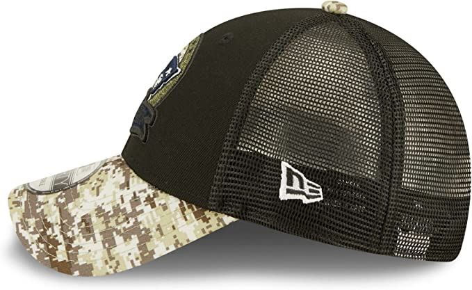 New Era NFL Men's New England Patriots 2022 Salute To Service 9Forty Snapback Adjustable Hat Black/Digital Camo