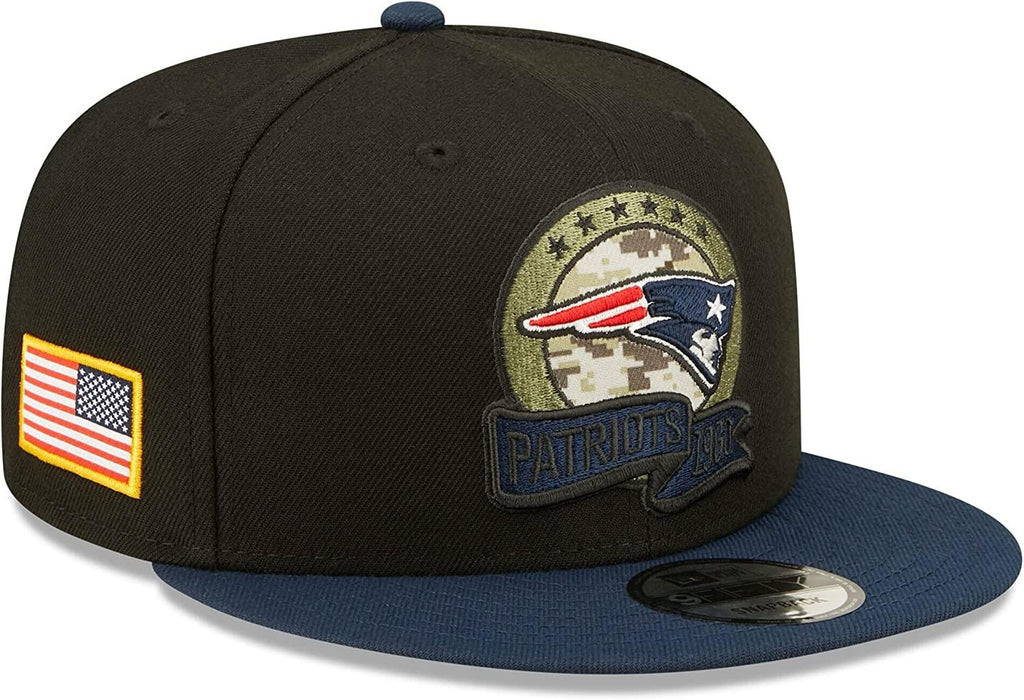 New Era NFL Men's New England Patriots 2022 Salute To Service 9FIFTY Snapback Hat Black/Navy OSFA