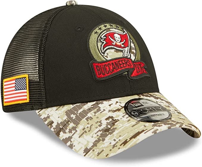 NFL Men's Buccaneers 2022 Salute To Service 9Forty Snapback ADJ Hat BLK/CAMO
