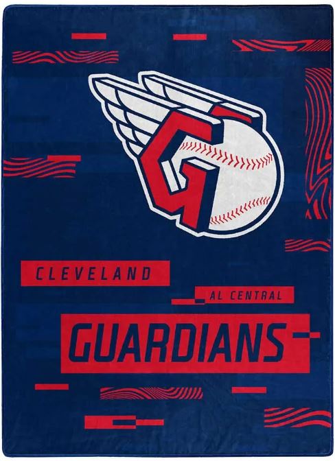 MLB Cleveland Guardians Digitize Design Royal Plush Raschel Blanket