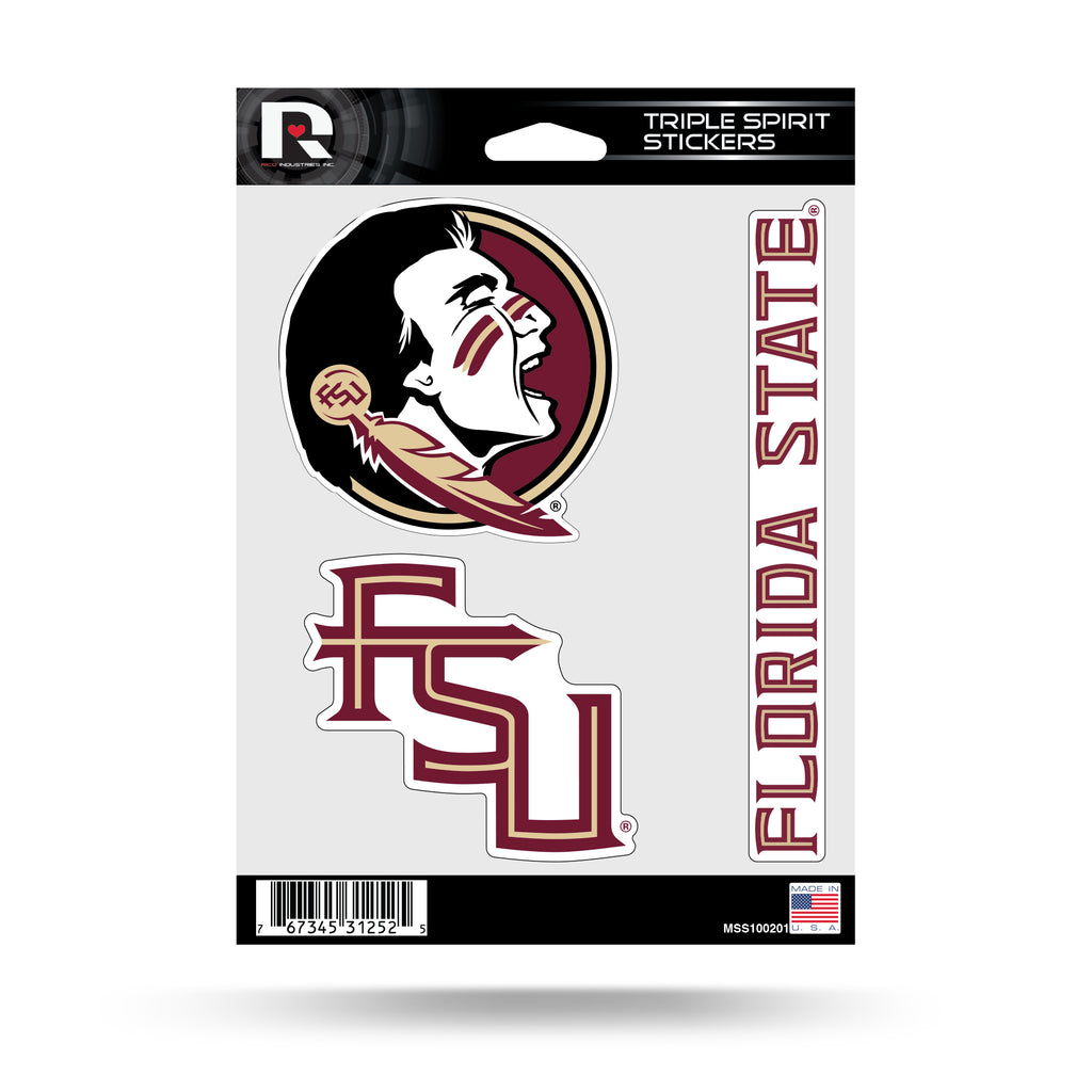 NCAA Florida State Seminoles Triple Spirit Stickers 3 Pack Team Decals