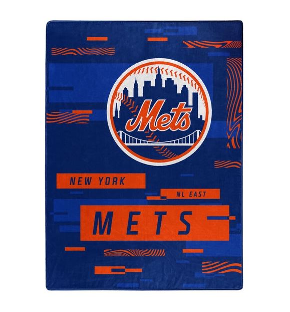 The Northwest MLB New York Mets Digitize Design Royal Plush Raschel Blanket