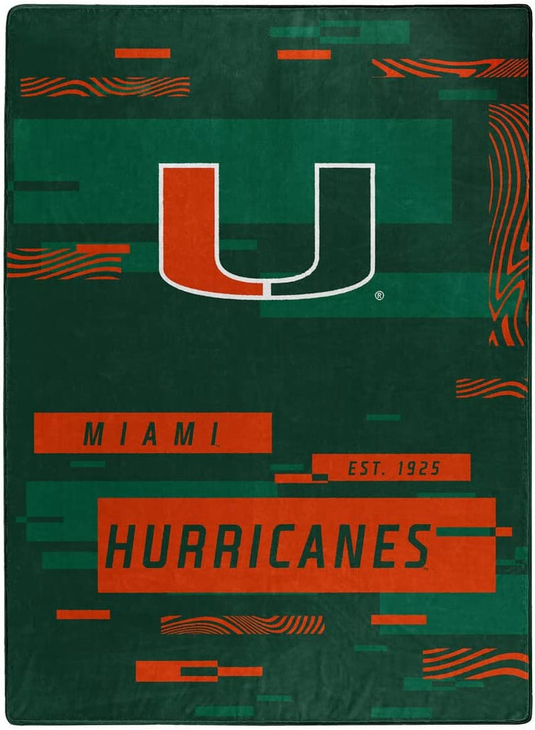The Northwest NCAA Miami Hurricanes Digitize Design Royal Plush Raschel Blanket