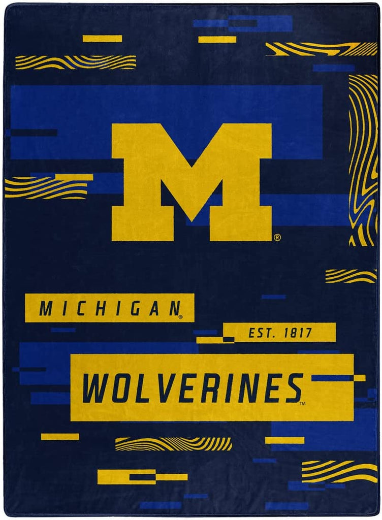 NCAA Michigan Wolverines Digitize Design Royal Plush Raschel Blanket