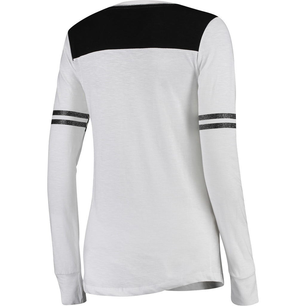 New Era NFL Women's Carolina Panthers Hang Time Glitter Long Sleeve T-Shirt