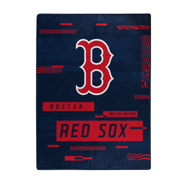 The Northwest MLB Boston Red Sox Digitize Design Royal Plush Raschel Blanket