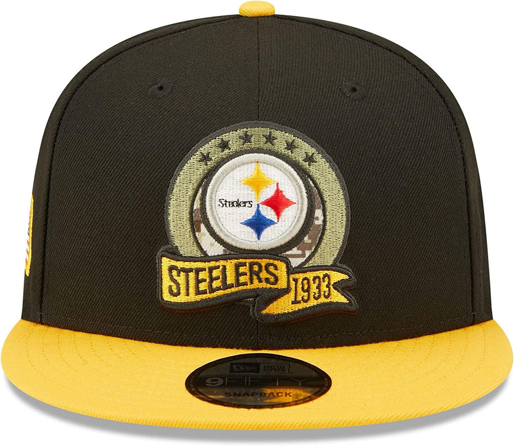 New Era NFL Men's Pittsburgh Steelers 2022 Salute To Service 9FIFTY Snapback Hat Black/Yellow OSFA