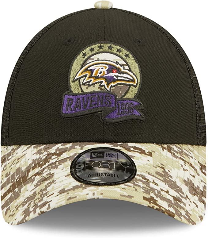 New Era NFL Men's Baltimore Ravens 2022 Salute To Service 9Forty Snapback Adjustable Hat Black/Digital Camo