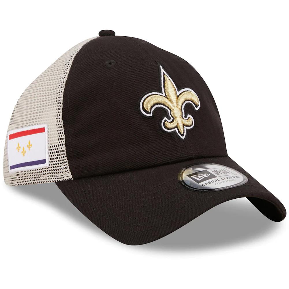 New Era NFL Men's New Orleans Saints Flag 9TWENTY Adjustable Trucker Hat Black/Khaki One Size