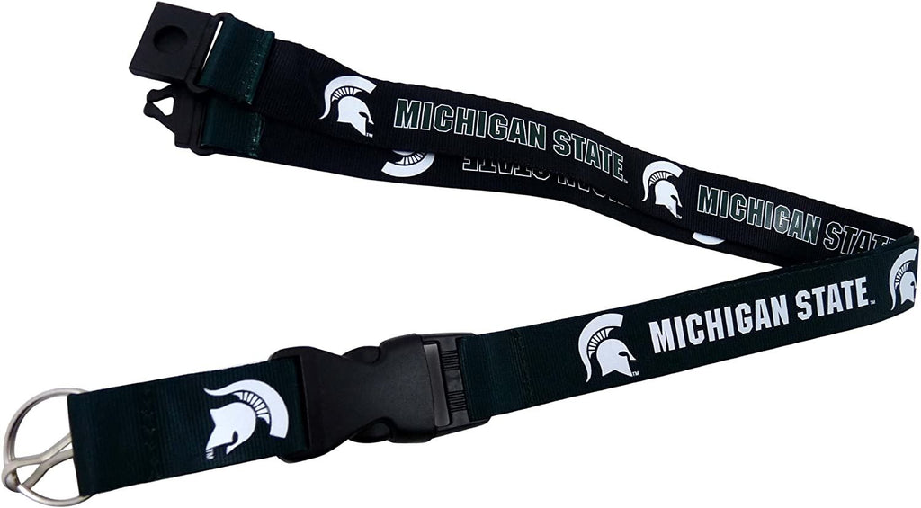 Aminco NCAA Michigan State Spartans Reversible Lanyard Keychain Badge Holder With Safety Clip