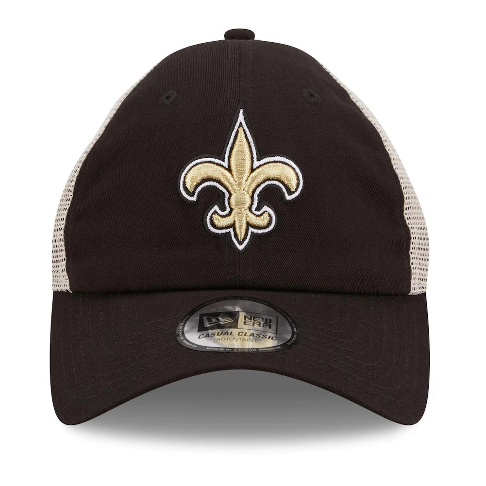 New Era NFL Men's New Orleans Saints Flag 9TWENTY Adjustable Trucker Hat Black/Khaki One Size