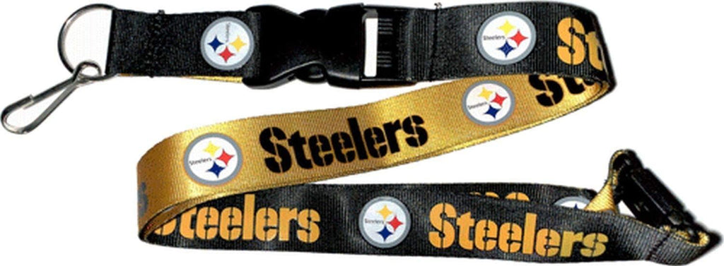 Aminco NFL Pittsburgh Steelers Reversible Lanyard Keychain Badge Holder With Safety Clip
