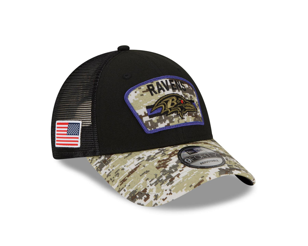 New Era NFL Men's Baltimore Ravens 2021 Salute To Service 9Forty Snapback Adjustable Hat Black/Digital Cam