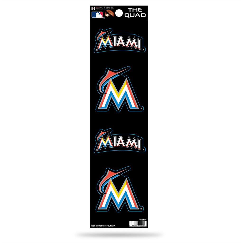Rico MLB Miami Marlins The Quad 4 Pack Auto Decal Car Sticker Set QAD