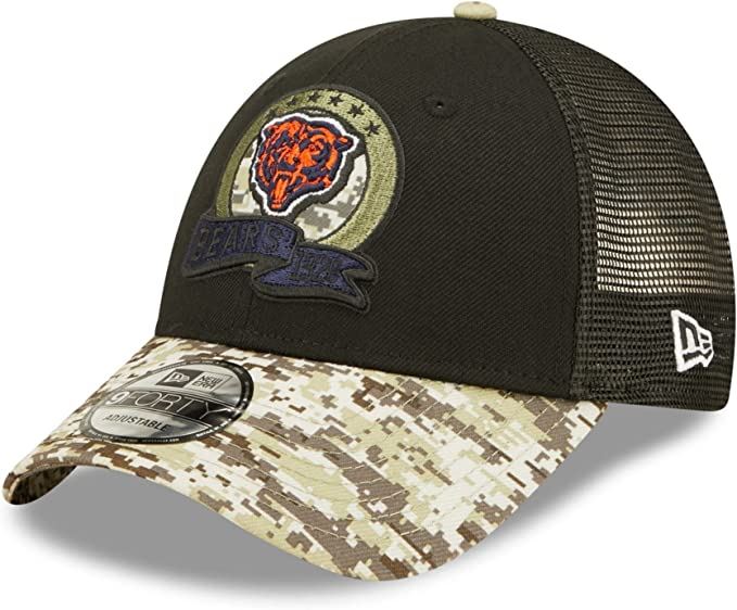 New Era NFL Men's Chicago Bears 2022 Salute To Service 9Forty Snapback Adjustable Hat Black/Digital Camo
