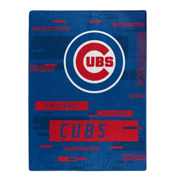 The Northwest MLB Chicago Cubs Digitize Design Royal Plush Raschel Blanket