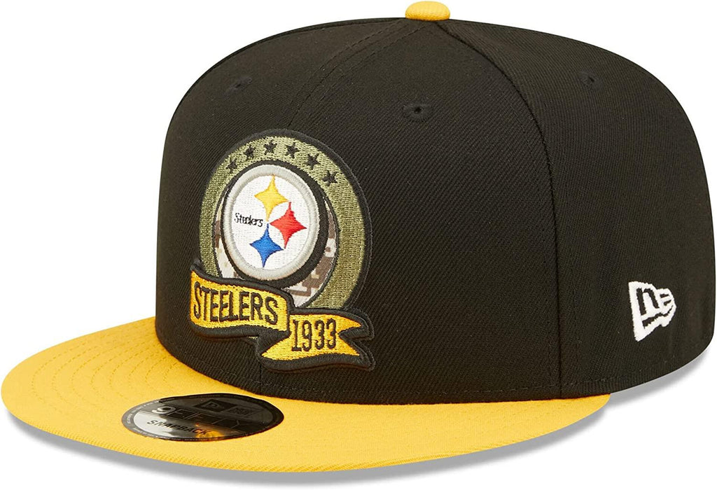 New Era NFL Men's Pittsburgh Steelers 2022 Salute To Service 9FIFTY Snapback Hat Black/Yellow OSFA