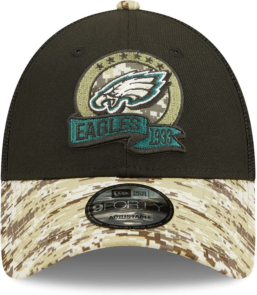 New Era NFL Men's Philadelphia Eagles 2022 Salute To Service 9Forty Snapback Adjustable Hat Black/Digital Camo