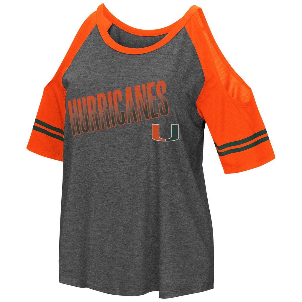 Colosseum NCAA Women’s Miami Hurricanes Maguire Cold Shoulder T-Shirt