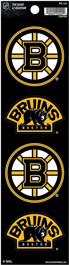 Rico NHL Boston Bruins The Quad Decal 4 Pack Auto Stickers 2.5