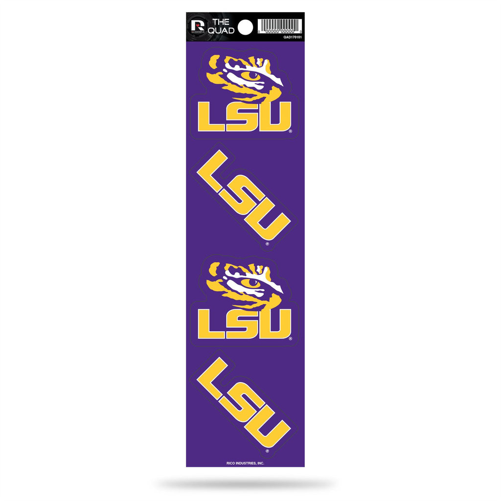 Rico NCAA LSU Tigers The Quad 4 Pack Auto Decal Car Sticker Set QAD