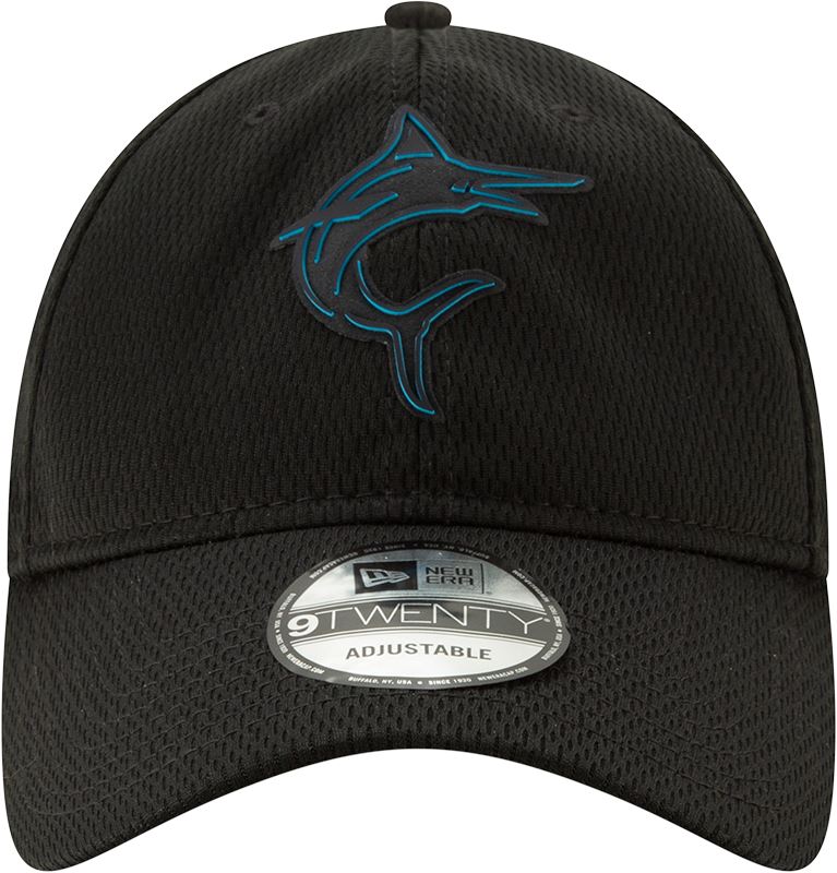 New Era MLB Men's Miami Marlins Clubhouse Collection 9TWENTY Adjustable Hat Black OSFA
