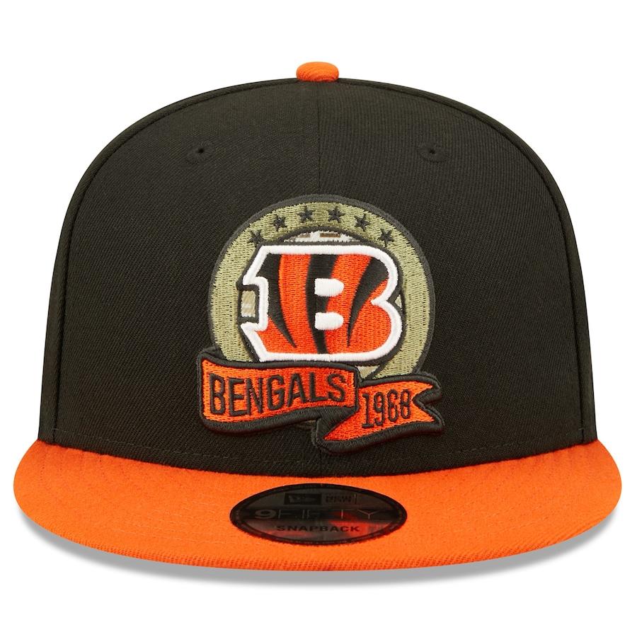 New Era NFL Men's Cincinnati Bengals 2022 Salute To Service 9FIFTY Snapback Hat Black/Orange One Size