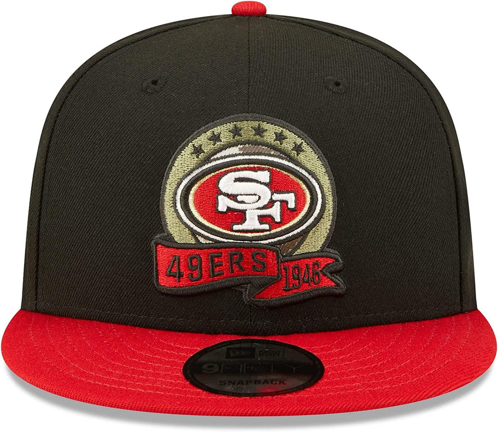 New Era NFL Men's San Francisco 49ers 2022 Salute To Service 9FIFTY Snapback Hat Black/Red OSFA