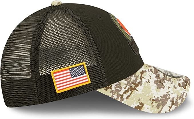 New Era NFL Men's Cleveland Browns 2022 Salute To Service 9Forty Snapback Adjustable Hat Black/Digital Camo