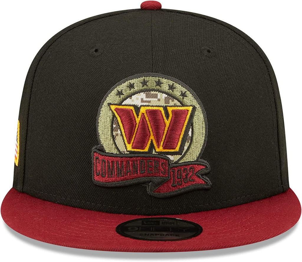 New Era NFL Men's Washington Commanders 2022 Salute To Service 9FIFTY Snapback Hat Black/Burgundy OSFA