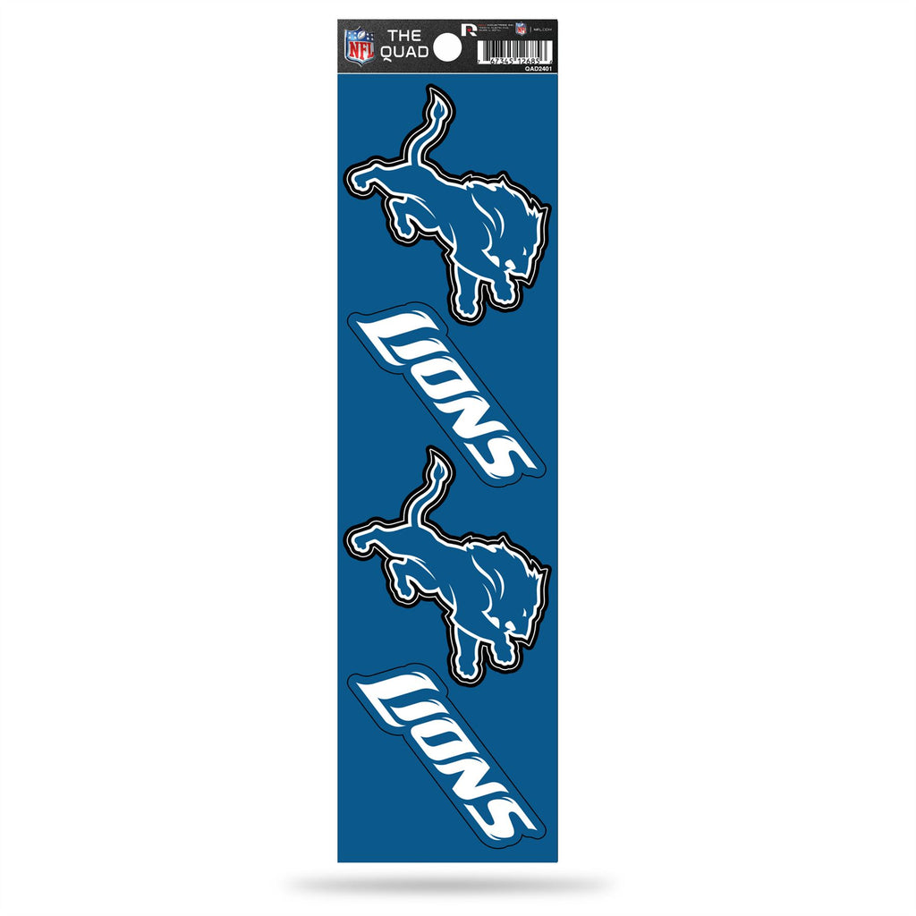 Rico NFL Detroit Lions The Quad 4 Pack Auto Decal Car Sticker Set QAD