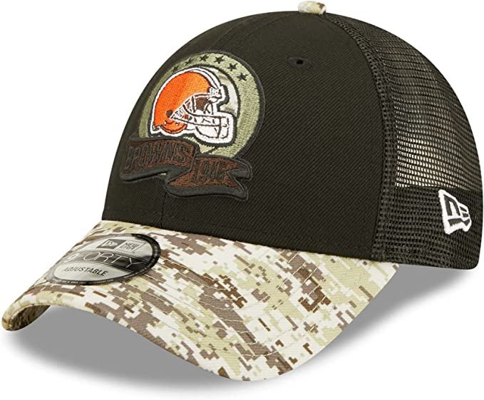 New Era NFL Men's Cleveland Browns 2022 Salute To Service 9Forty Snapback Adjustable Hat Black/Digital Camo
