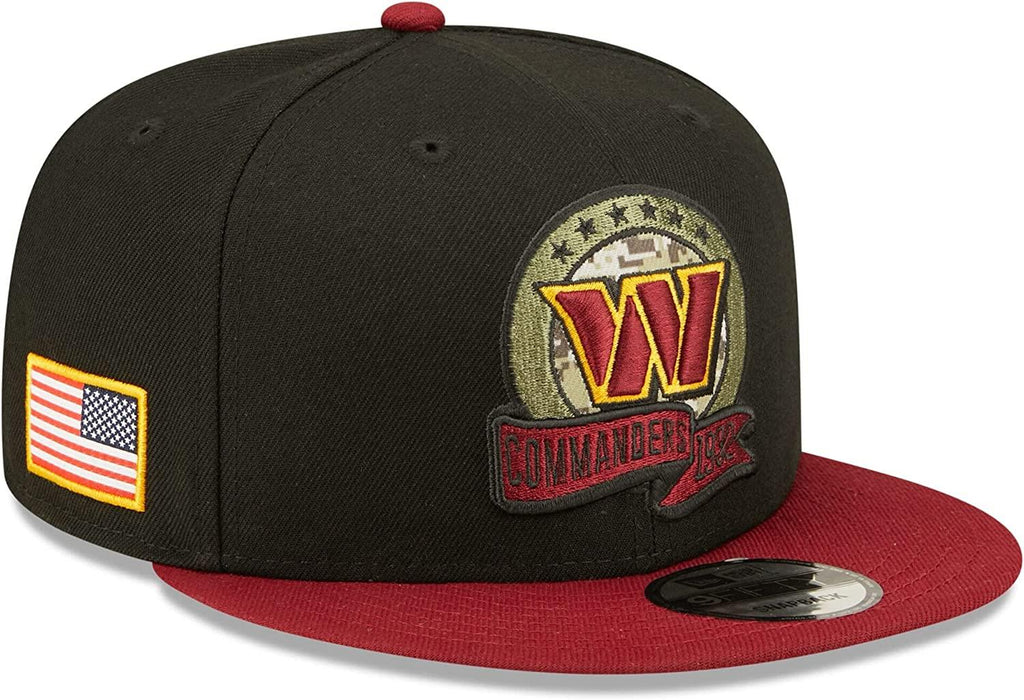 New Era NFL Men's Washington Commanders 2022 Salute To Service 9FIFTY Snapback Hat Black/Burgundy OSFA