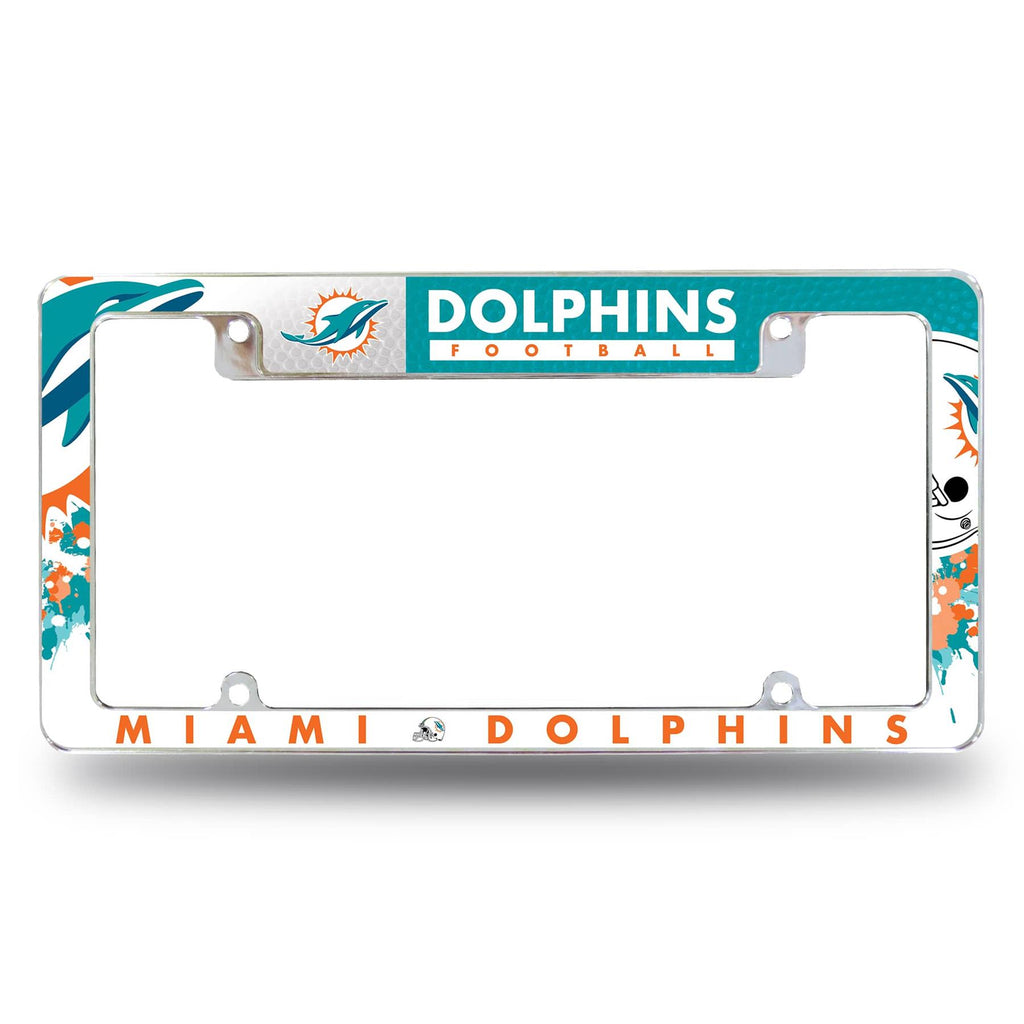 Rico NFL Miami Dolphins Auto Tag All Over Chrome Frame AFC