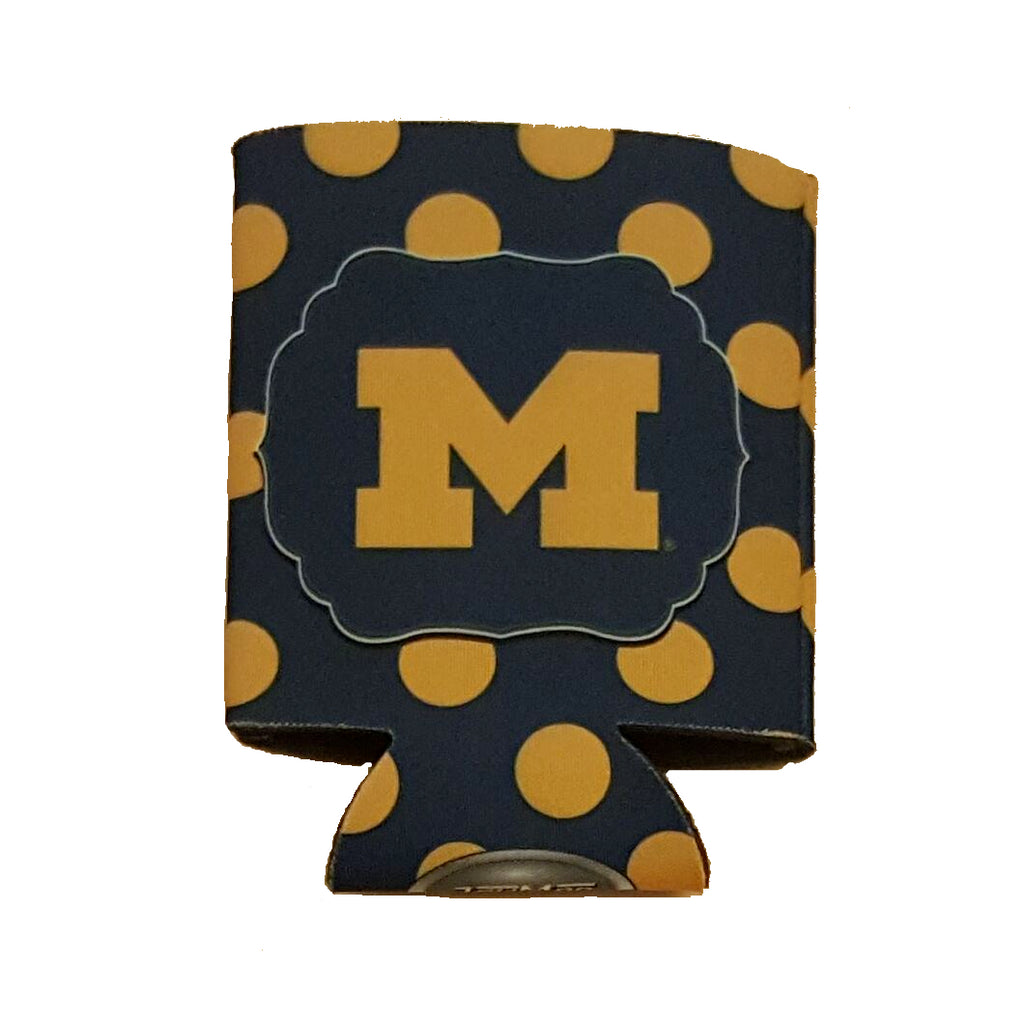 Jay Mac NCAA Michigan Wolverines Polka Dot Can Koozie Navy