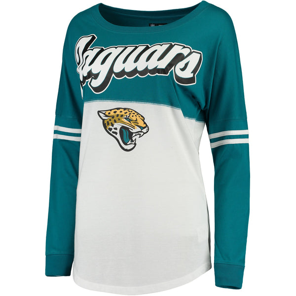 Mitchell & Ness Jacksonville Jaguars Teal NFL 100 Team Inspired Long Sleeve V-Neck T-Shirt Size: Extra Large