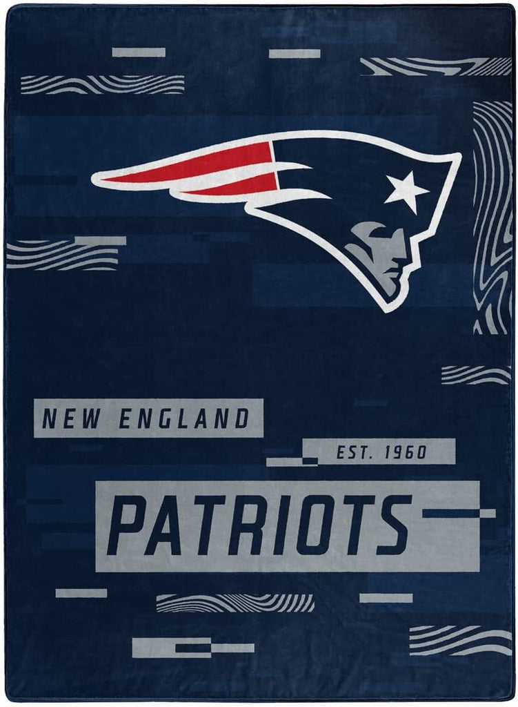NFL New England Patriots Digitize Design Royal Plush Raschel Blanket